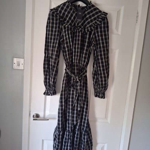 Black white check ruffled - m&s,
