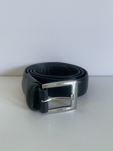Black leather belt - leather, size