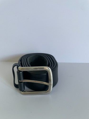Black leather belt - black,